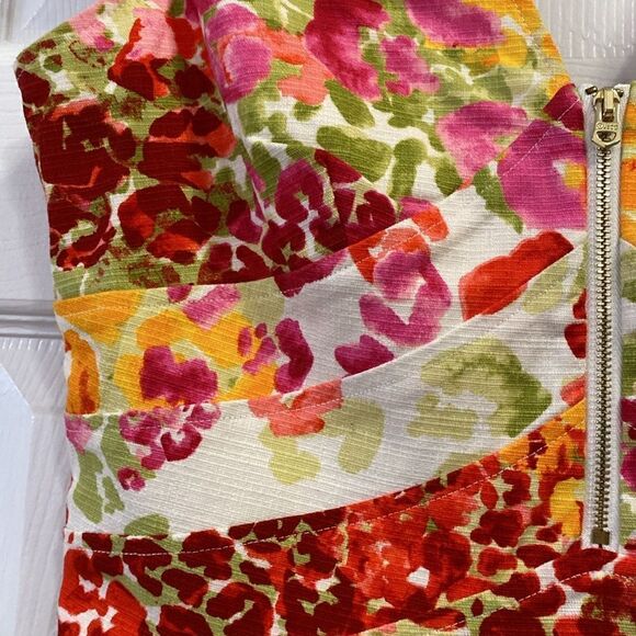 Guess Los Angeles Floral Watercolor Print Zip Front Dress Bow Back Size 8 - Picture 8 of 12